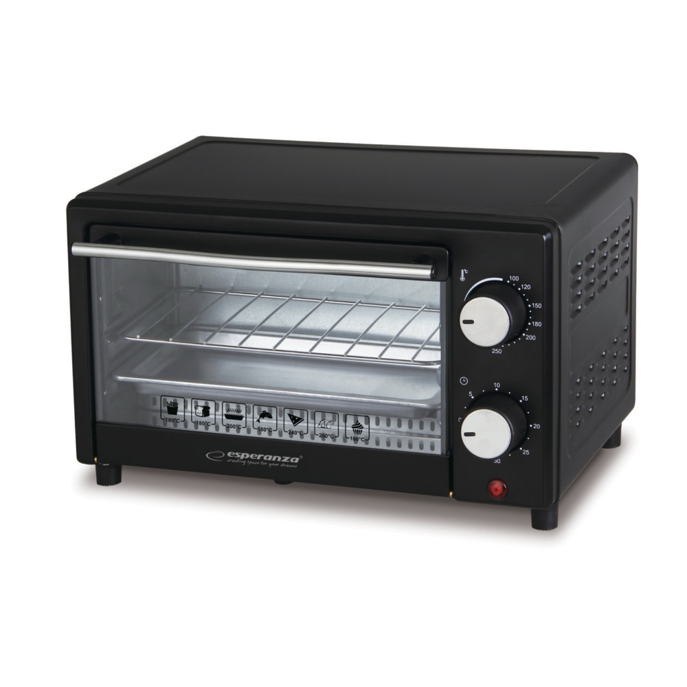 Mini cuptor electric Esperanza EKO007 CALZONE 900W 10L Negru - #7 top cel mai bun cuptor electric neincorporabil